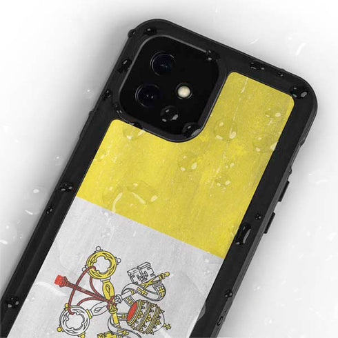 Vatican City Flag Distressed iPhone 12 Waterproof Case